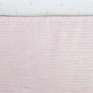 Baby Crib Skirt Pink & White Montauk Stripe Belgian Flax Linen-New-Pottery Barn